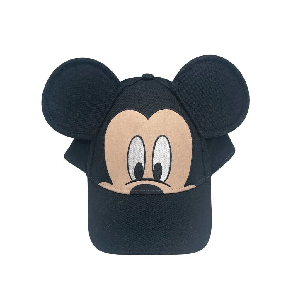 Mickey Mouse Face and Ears Youth Sized Adjustable Hat Black